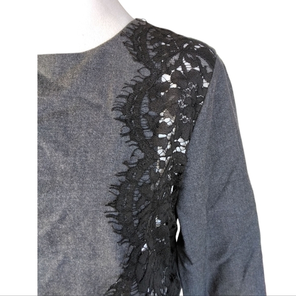 J. Crew Gray Layered Peplum Style Lace Detail Blouse Size 6 NWT - Picture 3 of 7